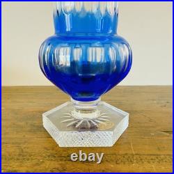 Vase Cristal de Paris bleu taillé Modèle Galleria N°2