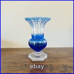 Vase Cristal de Paris bleu taillé Modèle Galleria N°2