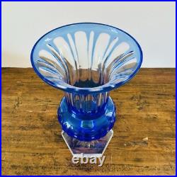 Vase Cristal de Paris bleu taillé Modèle Galleria N°2