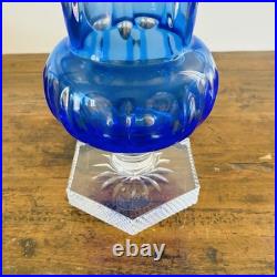 Vase Cristal de Paris bleu taillé Modèle Galleria N°2