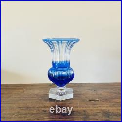 Vase Cristal de Paris bleu taillé Modèle Galleria N°2