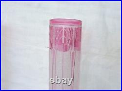 Vase Cylindre En Cristal De Baccarat Fond Givre Couleur Rouge Degage Acide