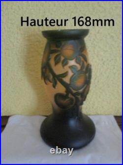 Vase DE VIANNE Décor de citronniers dégagés à l'acide Inspiration Art Nouveau Vase DE VIANNE Décor de citronniers dégagés à l'acide Inspiration Art Nouveau