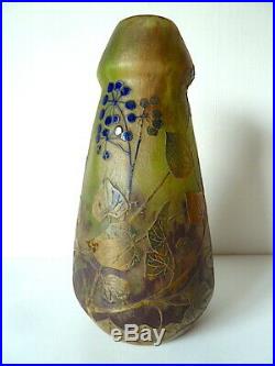 Vase Daum Nancy Decor Naturaliste Art Nouveau 1900 Signé