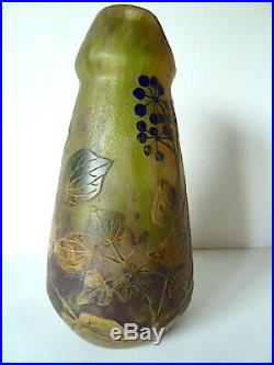Vase Daum Nancy Decor Naturaliste Art Nouveau 1900 Signé