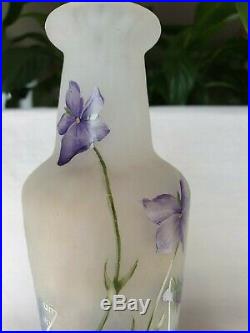 Vase Daum Nancy violettes pâte de verre authentique