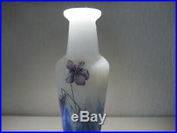 Vase Daum Nancy violettes pâte de verre authentique