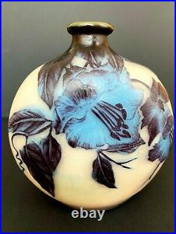 Vase Delatte Nancy art nouveau 3 couches de verre dégradées à l'acide