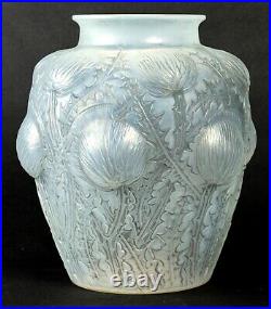 Vase Domrémy Opalescent Patiné Gris René Lalique R. Lalique Stained Glass Vase