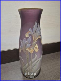 Vase Émaillé Ancien Legras Décor aux Iris Art Nouveau 1900