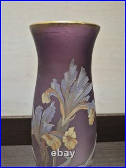 Vase Émaillé Ancien Legras Décor aux Iris Art Nouveau 1900