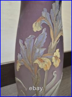 Vase Émaillé Ancien Legras Décor aux Iris Art Nouveau 1900