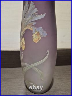 Vase Émaillé Ancien Legras Décor aux Iris Art Nouveau 1900