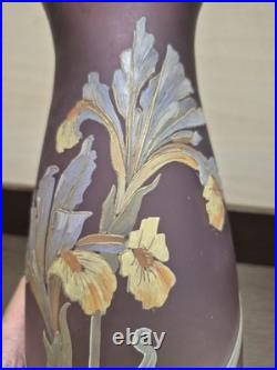 Vase Émaillé Ancien Legras Décor aux Iris Art Nouveau 1900
