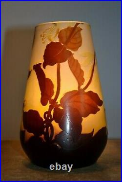Vase Emile Gallé art nouveau décor floral 17 cm