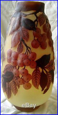 Vase Emile Gallé, décor fruits en relief