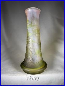 Vase Émile gallé à décor Chardons Vert en fleur Art Nouveau