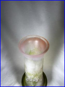 Vase Émile gallé à décor Chardons Vert en fleur Art Nouveau