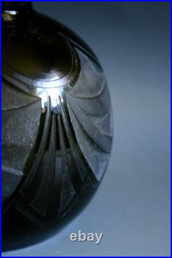 Vase En Verre Gravé À L'acide Art Deco Legras Circa 1930