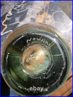 Vase En Verre Soufflé Contemporain Pailleté Or Verrier Signé Jean Claude Novaro