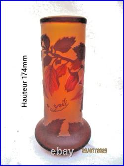 Vase Gallé TIP à Décor floral dégagé à l'acide