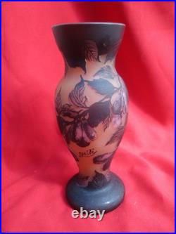 Vase Gallé TIP en verre multicouches dégagé à l'acide