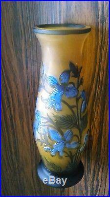 Vase Gallé décor floral, H 27,5 cm