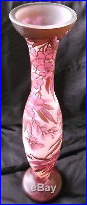 Vase Gallé, pâte de verre multicouches, décor floral