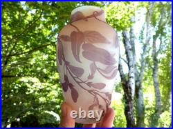 Vase Gallé signature à l'étoile glycine sur fond rose art nouveau Vase Gallé signature à l'étoile glycine sur fond rose art nouveau