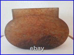 Vase Jardiniere Pate De Verre Marmoreen Ambre Jaune Et Noir Daum Nancy 1920
