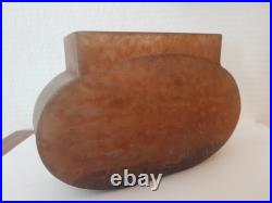 Vase Jardiniere Pate De Verre Marmoreen Ambre Jaune Et Noir Daum Nancy 1920