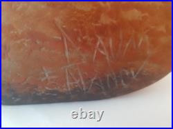 Vase Jardiniere Pate De Verre Marmoreen Ambre Jaune Et Noir Daum Nancy 1920