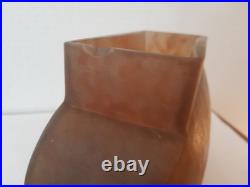 Vase Jardiniere Pate De Verre Marmoreen Ambre Jaune Et Noir Daum Nancy 1920