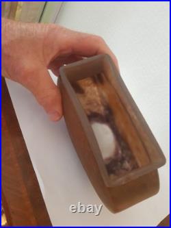 Vase Jardiniere Pate De Verre Marmoreen Ambre Jaune Et Noir Daum Nancy 1920