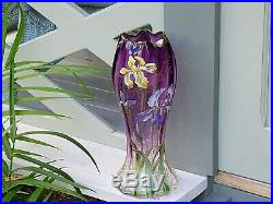 Vase LEGRAS. Modèle exceptionnel LEGRAS fleurs émaillées. Etat TOP