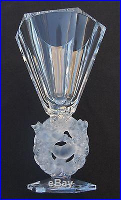 Vase Lalique France Les mésanges , H = 31 x 19,5cm
