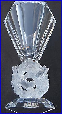 Vase Lalique France Les mésanges , H = 31 x 19,5cm