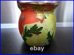 Vase Legras Indiana gravé à l'acide fleurs de pavots