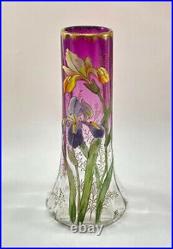 Vase Legras Lamartine iris dégradé violettine Legras vase iris