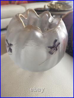 Vase Legras Montjoye Boule Aux Violettes En Verre Grave A L'acide Or Art Nouveau