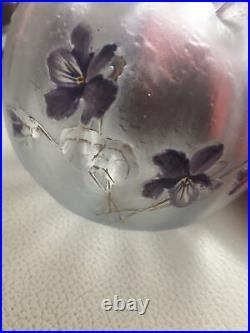 Vase Legras Montjoye Boule Aux Violettes En Verre Grave A L'acide Or Art Nouveau