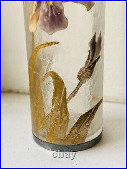 Vase Legras Montjoye Saint Denis Art Nouveau- Verre givré à l'acide ARGENT