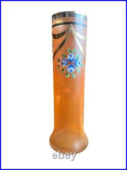 Vase Legras Saint Denis Decor Floral Stylisé Avec Frise Dorée A L'or Fin