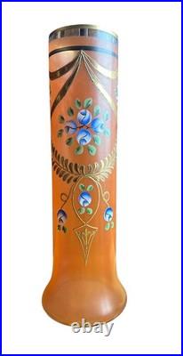 Vase Legras Saint Denis Decor Floral Stylisé Avec Frise Dorée A L'or Fin