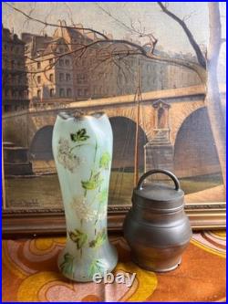 Vase Legras St Denis En Verre Emaillé Decor Floral Boules De Neige