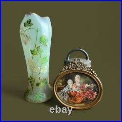 Vase Legras St Denis En Verre Emaillé Decor Floral Boules De Neige