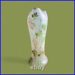 Vase Legras St Denis En Verre Emaillé Decor Floral Boules De Neige