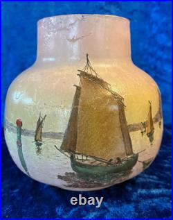 Vase Legras'Venise' pate de verre dégagé à l'acide période gallé art nouveau