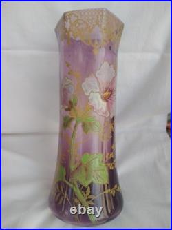 Vase Legras à décor floral émaillé