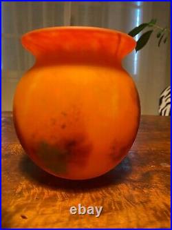 Vase Legras, signé, en pate de verre, vase boule, Legras, vintage, très rare